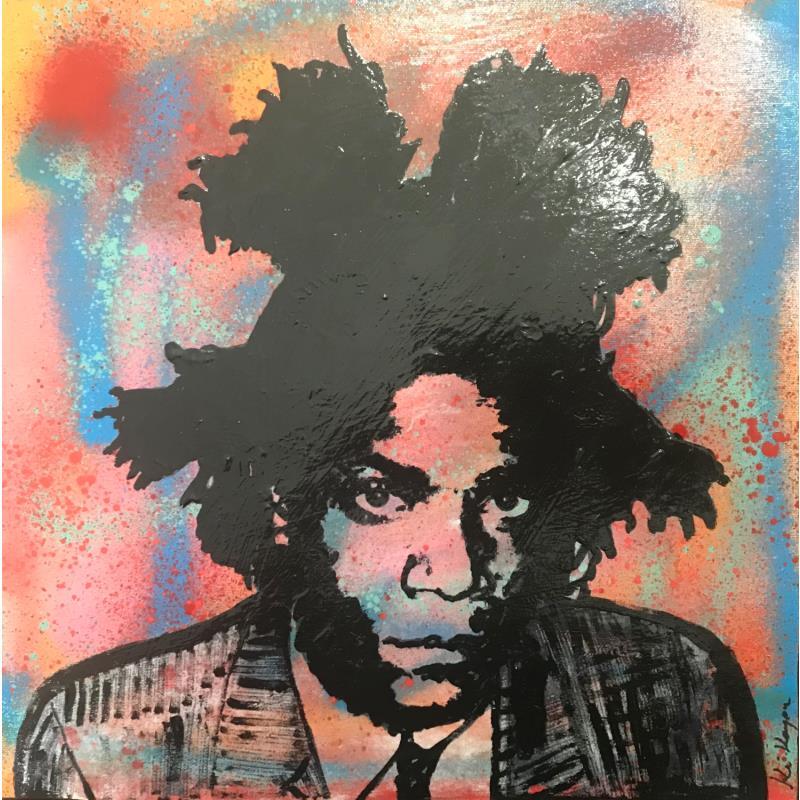 Painting Basquiat by Kikayou | Painting Pop-art Pop icons Graffiti Acrylic Gluing