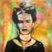 Gemälde Frida von Kikayou | Gemälde Pop-Art Pop-Ikonen Graffiti Acryl Collage