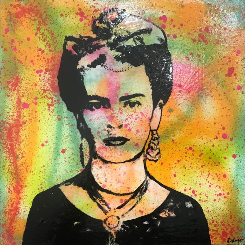 Painting Frida by Kikayou | Painting Pop-art Acrylic, Gluing, Graffiti Pop icons
