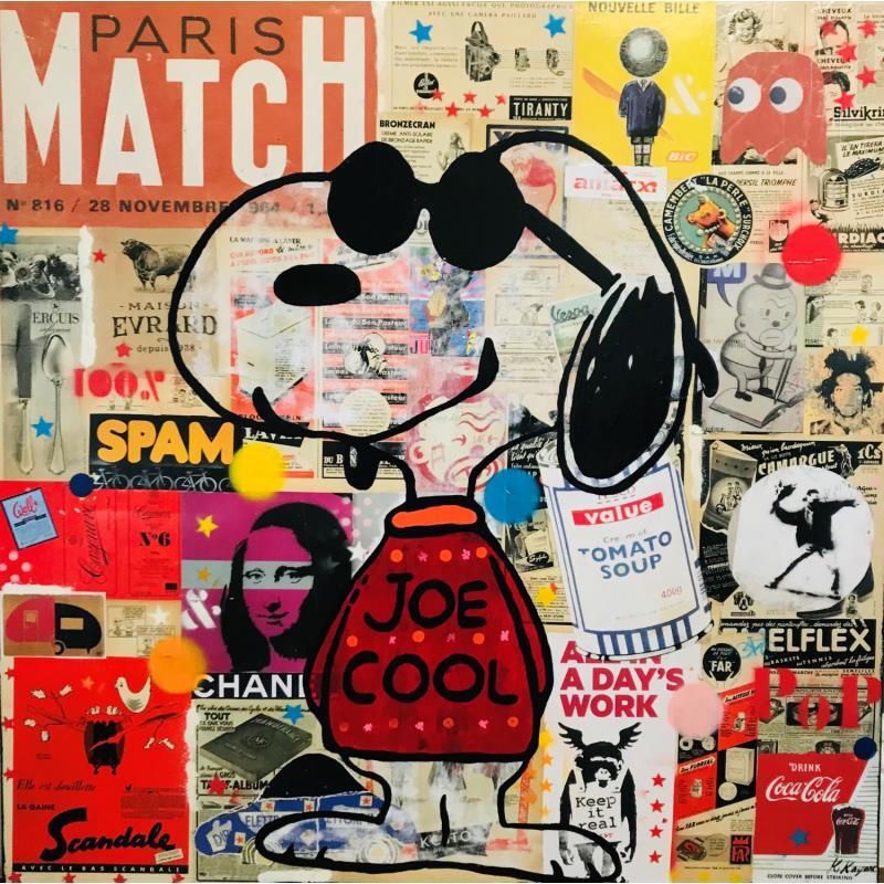 Painting Snoopy joe cool vintage by Kikayou | Painting Pop-art Acrylic, Gluing, Graffiti Pop icons