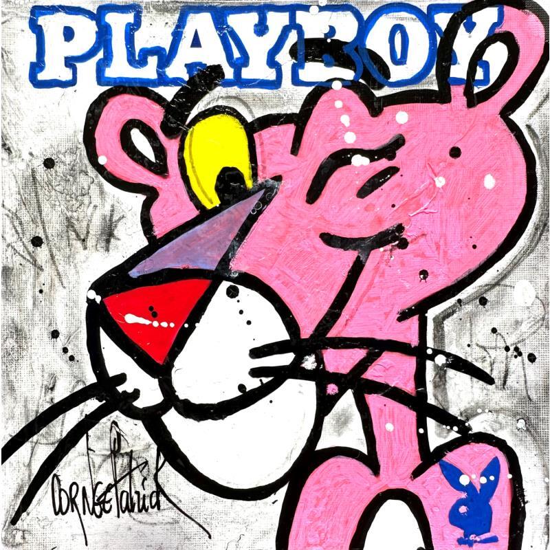 Peinture La panthère rose, Playboy par Cornée Patrick | Tableau Pop-art Portraits Cinéma Icones Pop Graffiti Huile