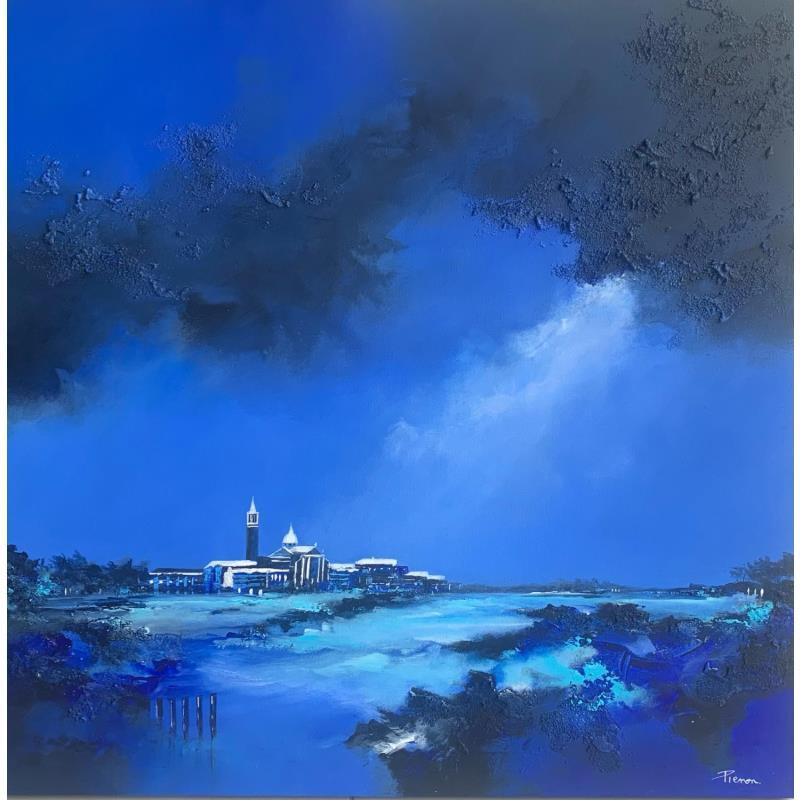 Painting Île de San Giorgio Maggiore by Pienon Cyril | Painting Figurative Landscapes Acrylic Sand