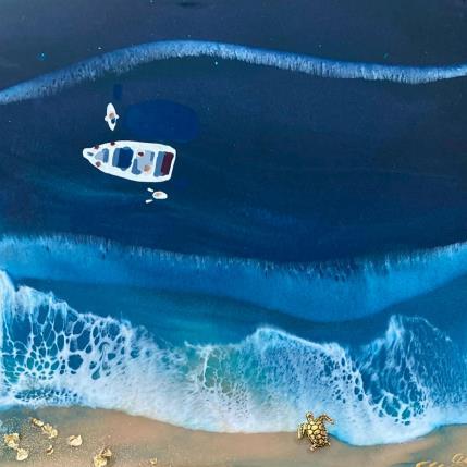 Gemälde Boat trip von Aurélie Lafourcade painter | Gemälde Figurativ Acryl, Harz Marine, Minimalistisch, Pop-Ikonen