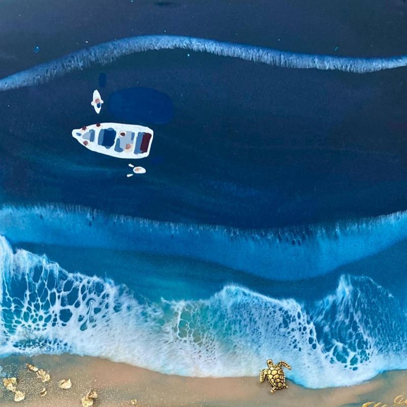 Painting Boat trip by Aurélie Lafourcade painter | Painting Figurative Acrylic, Resin Marine, Minimalist, Pop icons