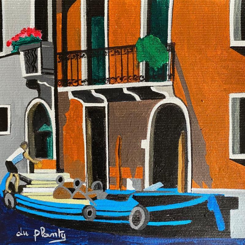 Gemälde Venise au travail von Du Planty Anne | Gemälde Figurativ Urban Marine Alltagsszenen Acryl