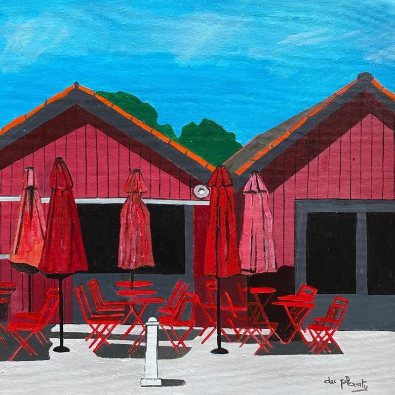 Painting Cabanes Rouges by Du Planty Anne | Painting Figurative Urban Acrylic