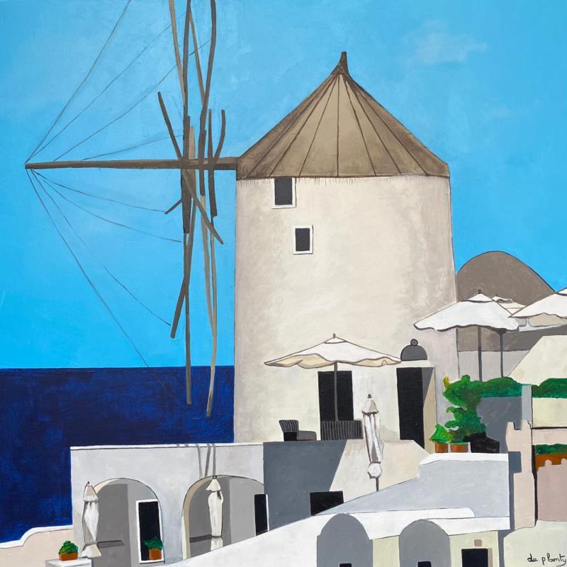 Painting Santorin by Du Planty Anne | Painting Figurative Urban Nature Architecture Acrylic