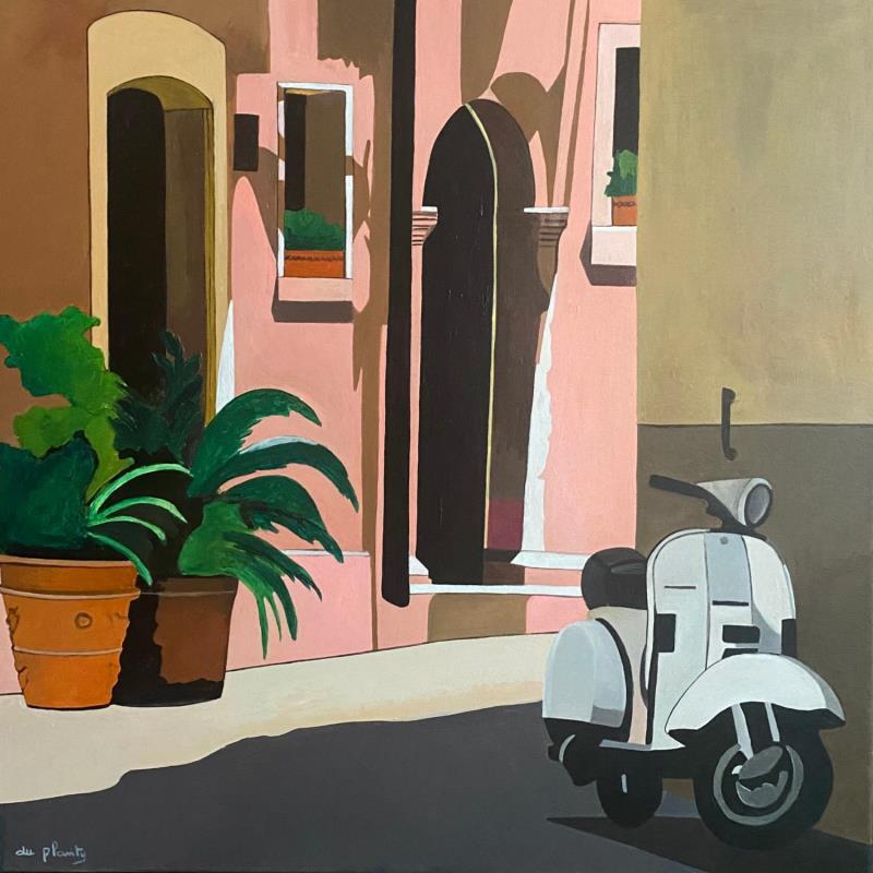 Gemälde Scooter dans ruelle Italienne  von Du Planty Anne | Gemälde Figurativ Urban Architektur Acryl