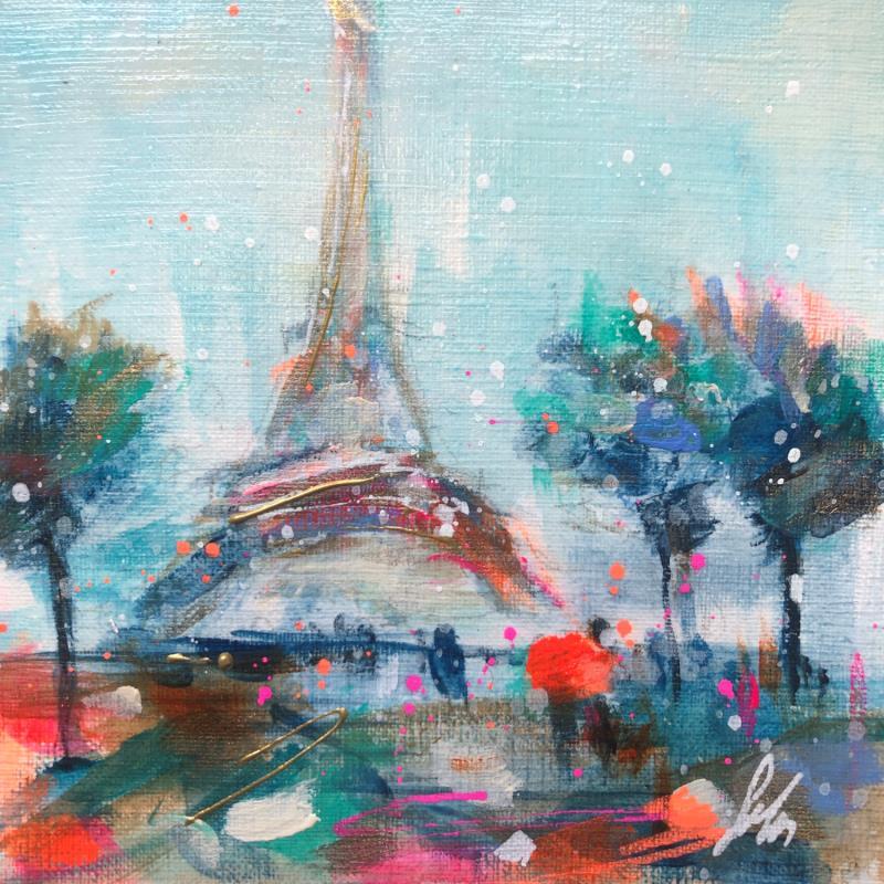 Painting Paris view by Solveiga | Painting Figurative Urban Life style Architecture Acrylic