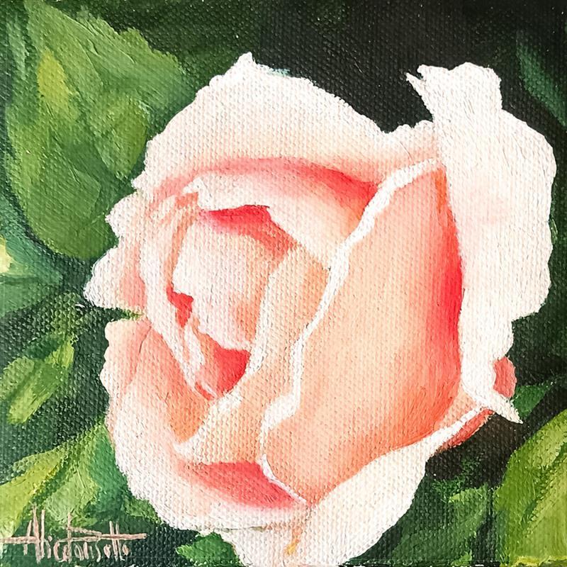 Painting rosa delicata by Parisotto Alice | Painting Figurative Nature Still-life Minimalist Oil