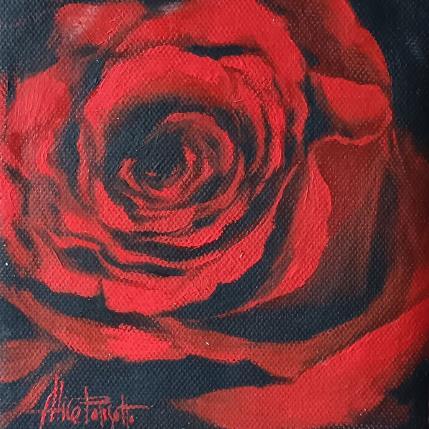 Peinture Rose rosse per te par Parisotto Alice | Tableau Figuratif Huile Minimaliste, Nature, Natures mortes