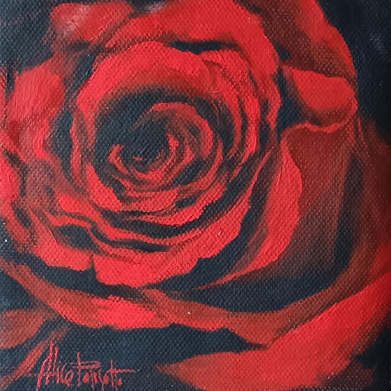 Painting Rose rosse per te by Parisotto Alice | Painting Figurative Oil Minimalist, Nature, Still-life
