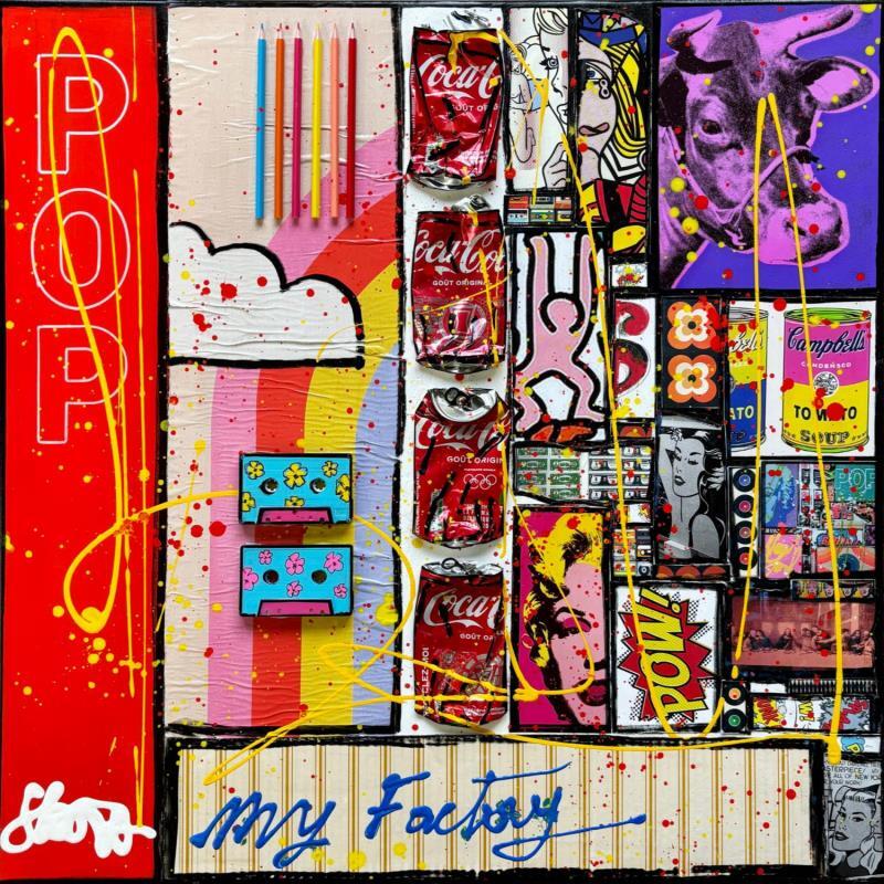 Painting POP FACTORY by Costa Sophie | Painting Pop-art Acrylic, Gluing, Upcycling Pop icons