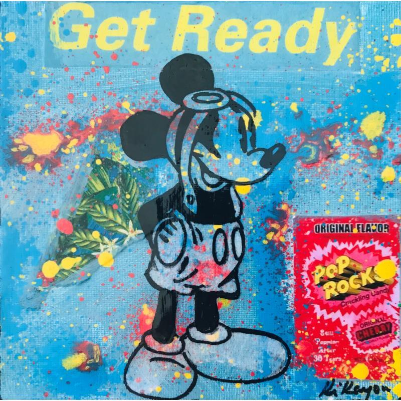 Gemälde Mickey aviateur  von Kikayou | Gemälde Pop-Art Pop-Ikonen Graffiti Acryl Collage