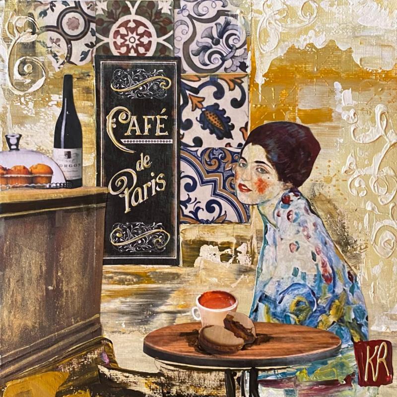Peinture La gourmande par Romanelli Karine | Tableau Figuratif Urbain Scènes de vie Acrylique Collage Posca Pastel