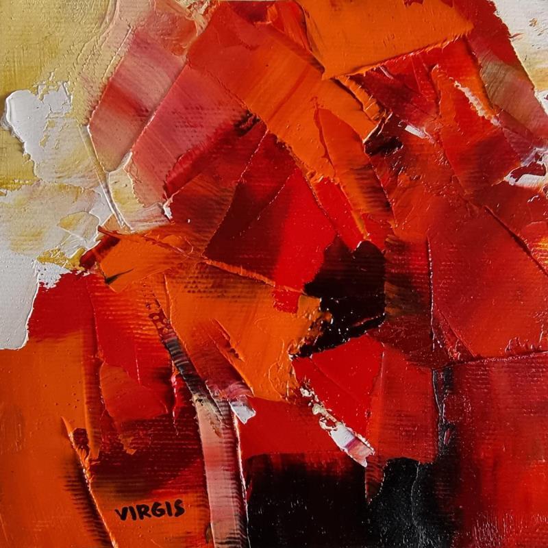 Peinture Stable red par Virgis | Tableau Abstrait Huile Minimaliste