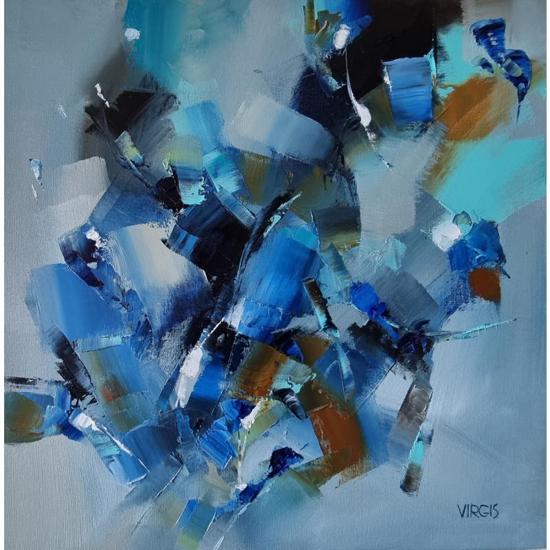 Peinture Lucky blue par Virgis | Tableau Abstrait Minimaliste Huile