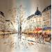 Painting L'automne sur le boulevard St-Germain by Rousseau Patrick | Painting Figurative Urban Oil