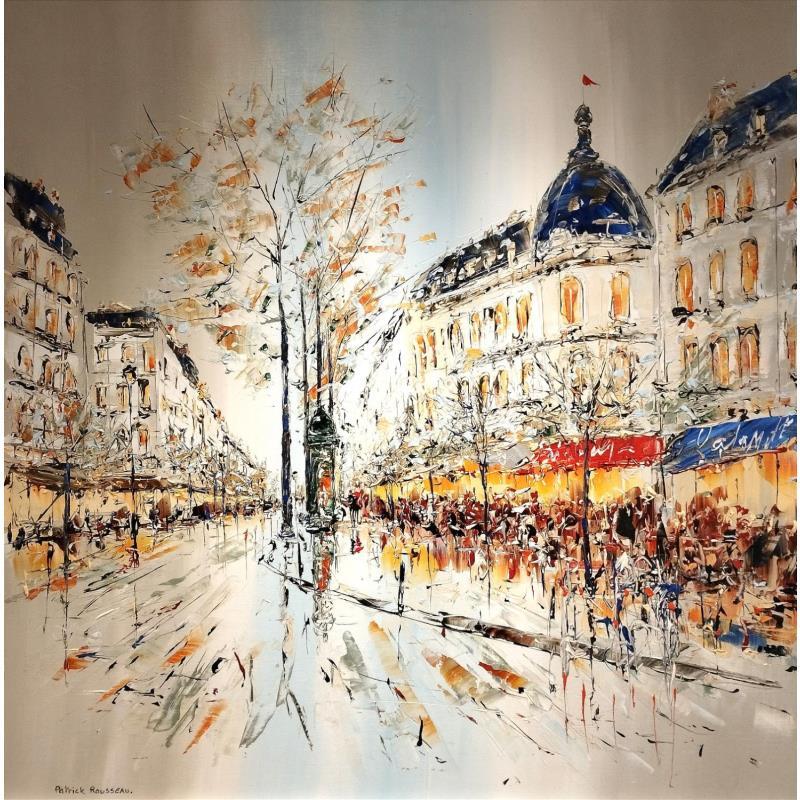 Peinture L'automne sur le boulevard St-Germain par Rousseau Patrick | Tableau Figuratif Huile Urbain