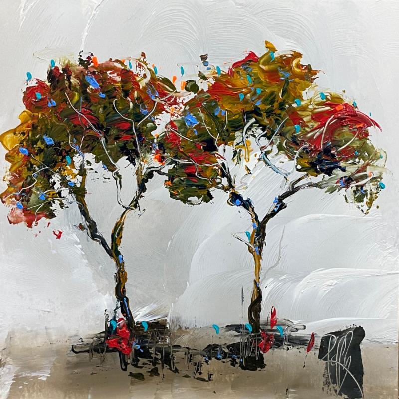 Painting Les deux arbres by Raffin Christian | Painting Figurative Oil Landscapes, Pop icons