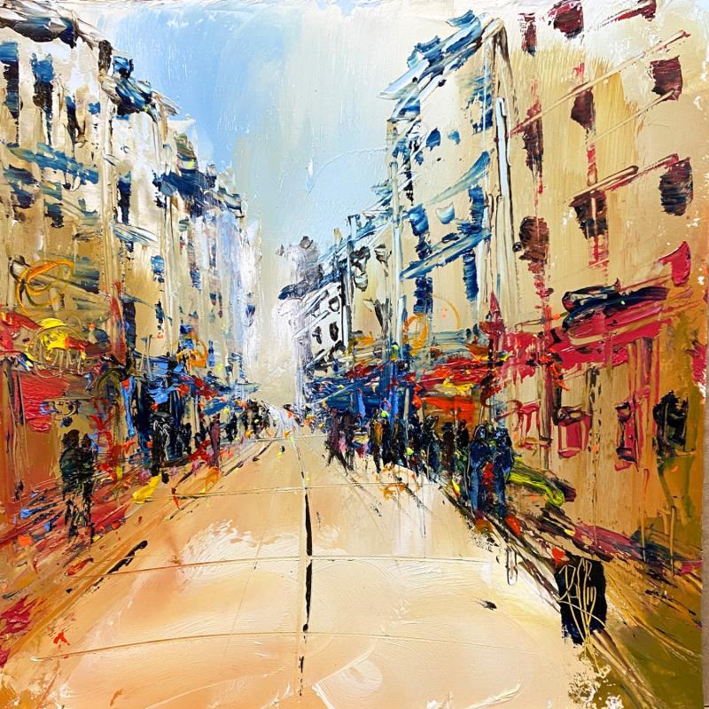 Painting Rue commerçante by Raffin Christian | Painting Figurative Oil Urban