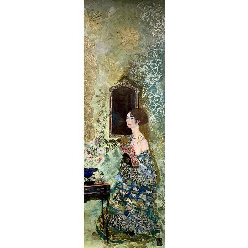 Painting Le plaisir du souvenir by Romanelli Karine | Painting Figurative Acrylic, Gluing, Gold leaf, Pastel, Posca Life style