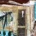 Gemälde Passeggiata von Sablyne | Gemälde Art brut Alltagsszenen Graffiti Holz Acryl Collage Tinte Pastell Textil Blattgold Upcycling Papier Pigmente