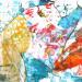 Gemälde Passeggiata von Sablyne | Gemälde Art brut Alltagsszenen Graffiti Holz Acryl Collage Tinte Pastell Textil Blattgold Upcycling Papier Pigmente