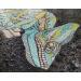 Gemälde CAMELEON von Geiry | Gemälde Materialismus Landschaften Natur Tiere Holz Acryl Sand Pigmente Marmorpulver