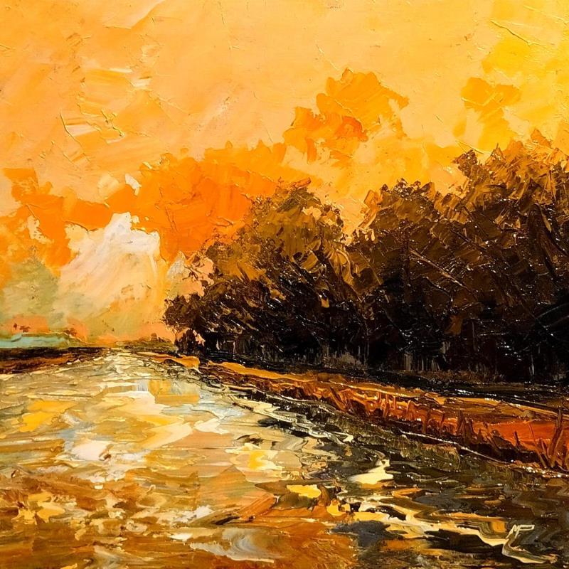 Peinture Atardecer en el delta par Max Pedreira | Tableau Impressionnisme Acrylique Paysages