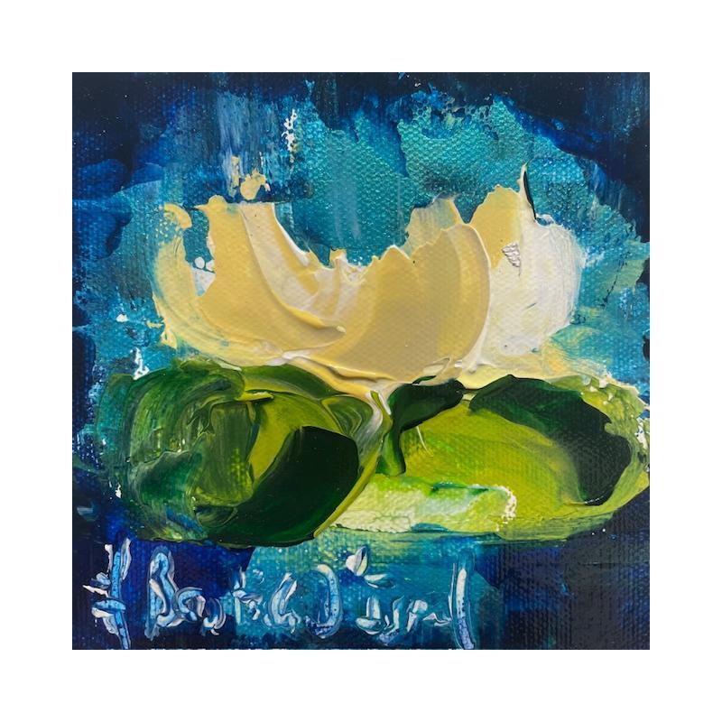 Painting Nénuphar bleu by Bastide d´Izard Armelle | Painting Abstract Nature Acrylic