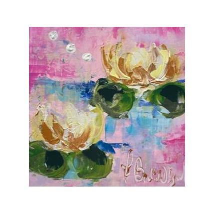 Peinture Petits nymphéas roses par Bastide d´Izard Armelle | Tableau Abstrait