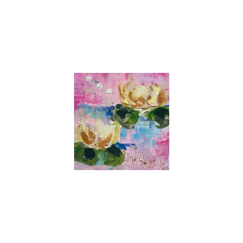 Painting Petits nymphéas roses by Bastide d´Izard Armelle | Painting Abstract