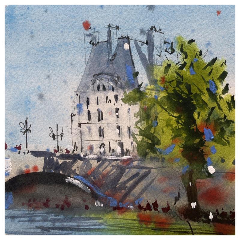 Gemälde Les Tuileries 2 von Bailly Kévin  | Gemälde Figurativ Urban Architektur Aquarell Tinte