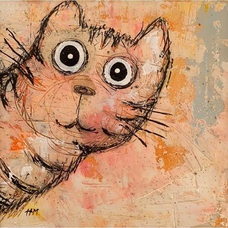 Painting Chat rose orangé by Maury Hervé | Painting Raw art Animals