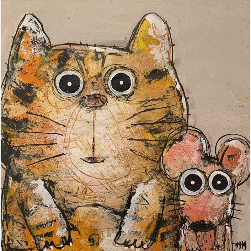 Painting Chat et souris by Maury Hervé | Painting Raw art Animals