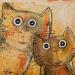 Peinture Les 2 chats par Maury Hervé | Tableau Art Singulier Animaux