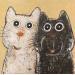 Painting Chat noir / Chat blanc by Maury Hervé | Painting Raw art Animals