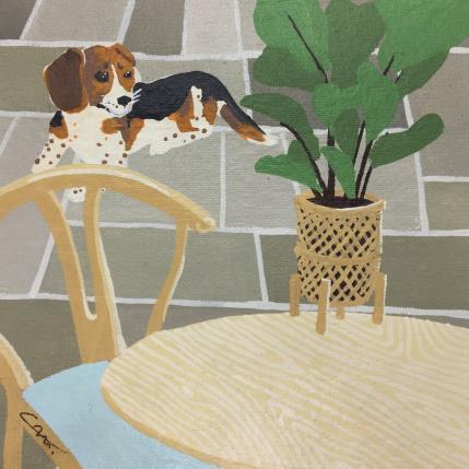 Painting Chien et plante by Castillon Camille | Painting Naive art Acrylic Life style, Pop icons
