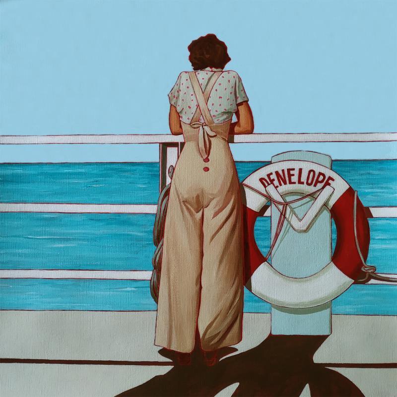 Gemälde Pénélope traverse la Méditerrannée... von Gallardo Serge | Gemälde Figurativ Alltagsszenen Acryl