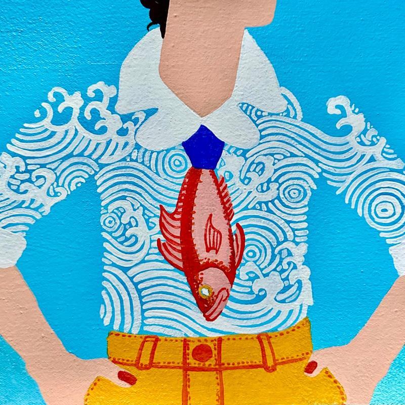 Peinture La cravate-poisson par Castillon Camille | Tableau Pop-art Société Mode Scènes de vie Acrylique