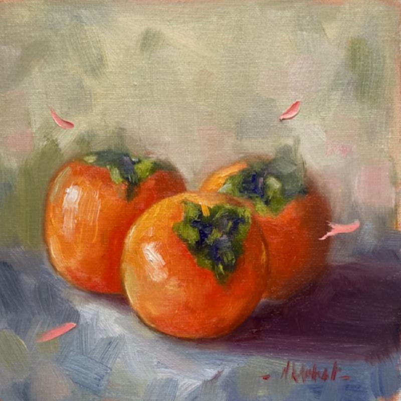 Painting Kakis soleil-levant by Aubert Nawel | Painting Figurative Still-life Oil