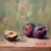 Painting Prunes sur la table by Aubert Nawel | Painting Figurative Still-life Oil