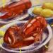 Painting Homards et citrons  by Aubert Nawel | Painting Figurative Still-life Oil