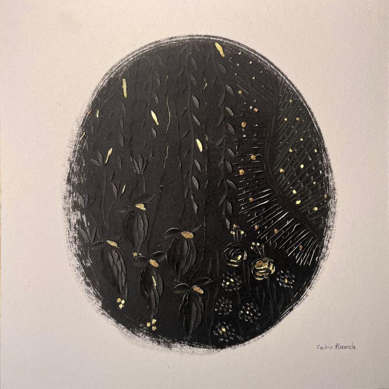 Painting BLACK RIVER  by Caitrin Alexandre | Painting Figurative Landscapes Nature Minimalist Cardboard Ink