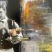 Gemälde Le Flore von Romanelli Karine | Gemälde Figurativ Urban Alltagsszenen Acryl Collage Posca Pastell Papier