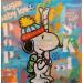 Peinture Snoopy Ski par Kikayou | Tableau Pop-art Graffiti Acrylique Collage