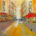 Painting Rue Orangée by Raffin Christian | Painting Figurative Urban Oil