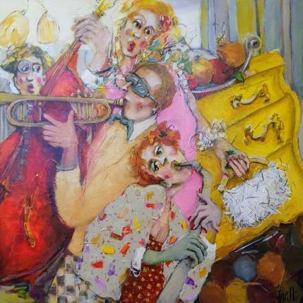 Painting Jazz frugal au château  by Garilli Nicole | Painting Figurative Acrylic Life style