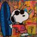 Peinture Snoopy surf par Kikayou | Tableau Pop-art Graffiti Acrylique Collage